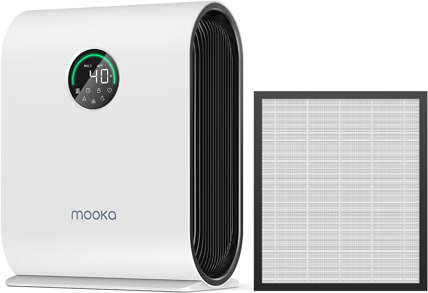 Air Purifier for Home Large Room 2500 Ft² with Filter Replacement, MOOKA KJ217 True HEPA Air Purifiers Cleaner for Pets, Smart Large Air Purifier with PM 2.5 Display Air Quality Sensors