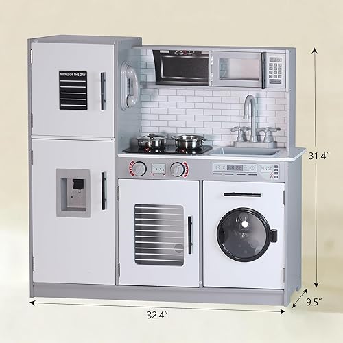 Miniatura 2 de Juego de cocina, juego de cocina de juguete de madera con luz, juguetes Montessori, juego de cocina para niños y niñas a partir de 3 años