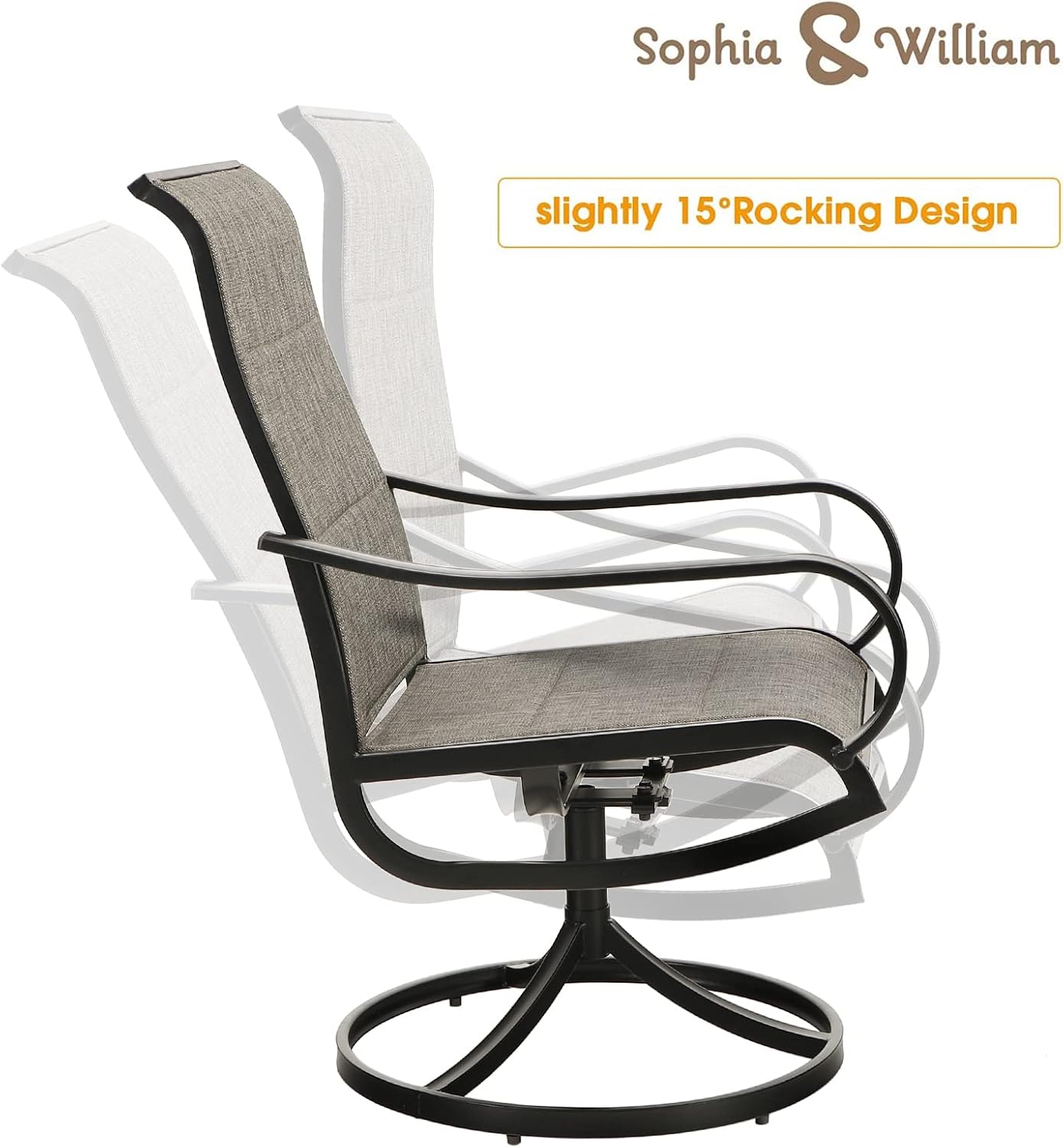 Sophia & William Patio Dining Chairs Metal Swivel Chairs Padded Textilene 8 Pieces Outdoor Furniture for Lawn Garden Backyard Weather Resistant