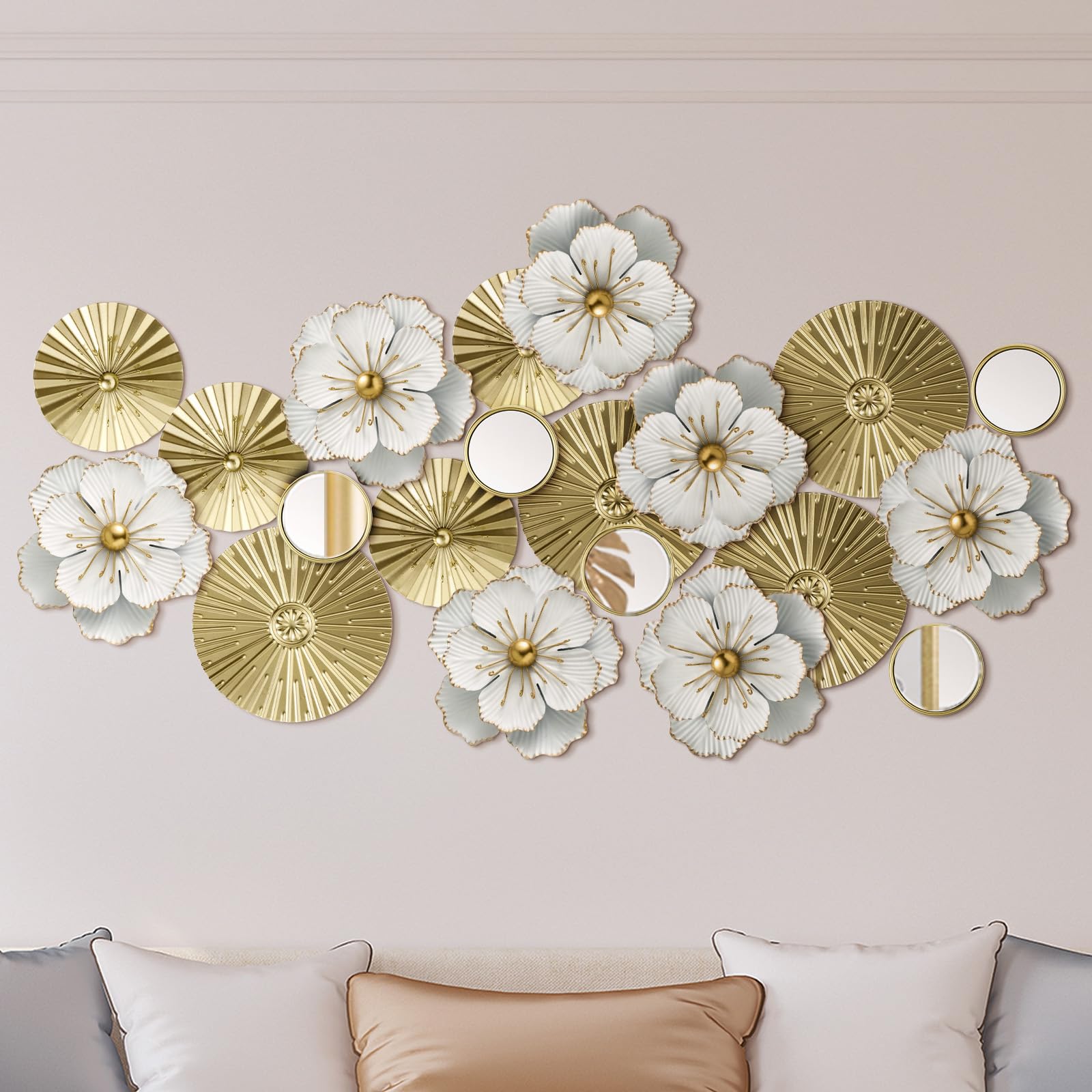 Amazon.com: Briwooody Metal Flower Wall Decor Ivory Metal Plates