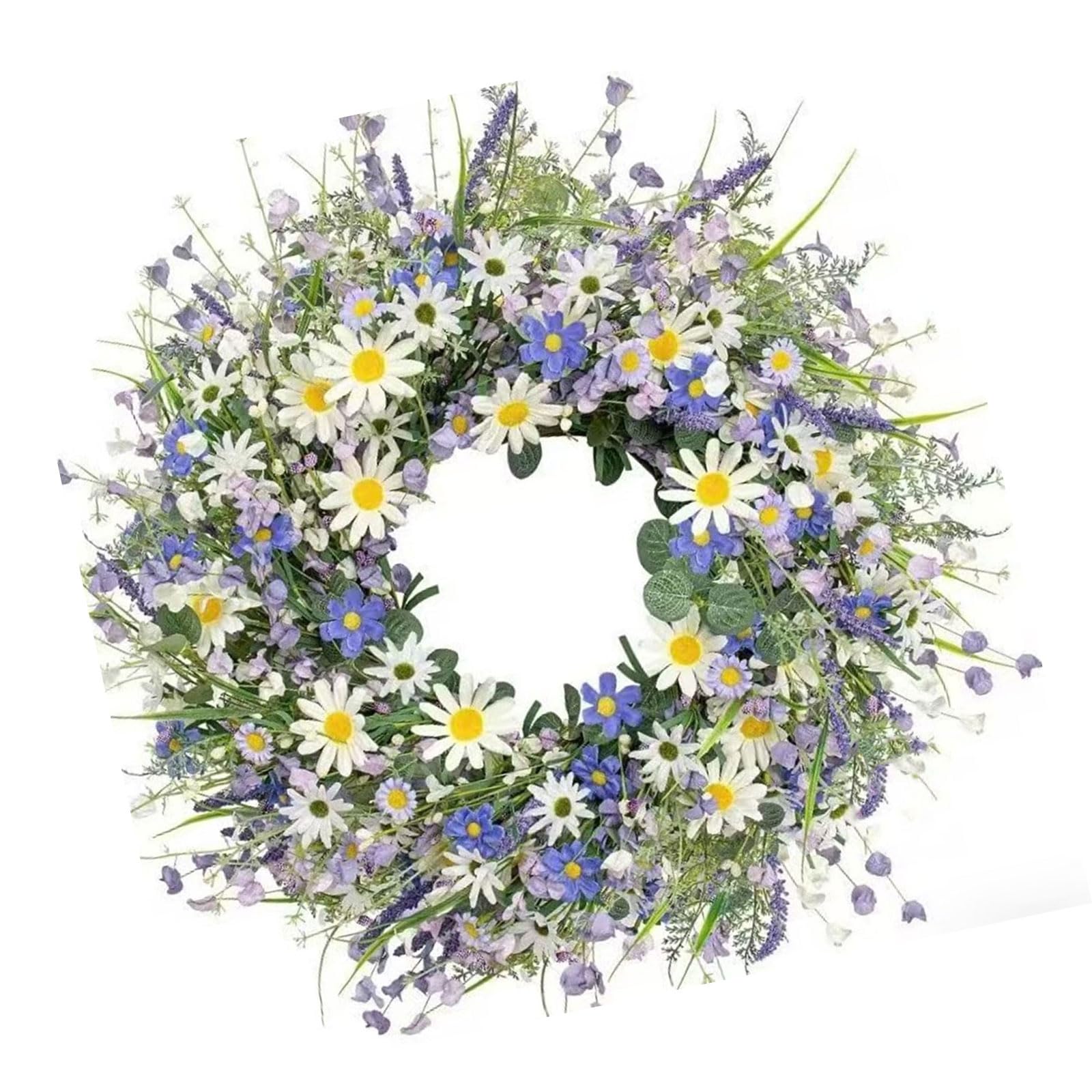 Artificial Spring Wreath 40X40Cm Realistic Simulation Flower Wreath with Leaves for Door Easter Mother ’ S Day Decoration Multipurpose Party Decoration