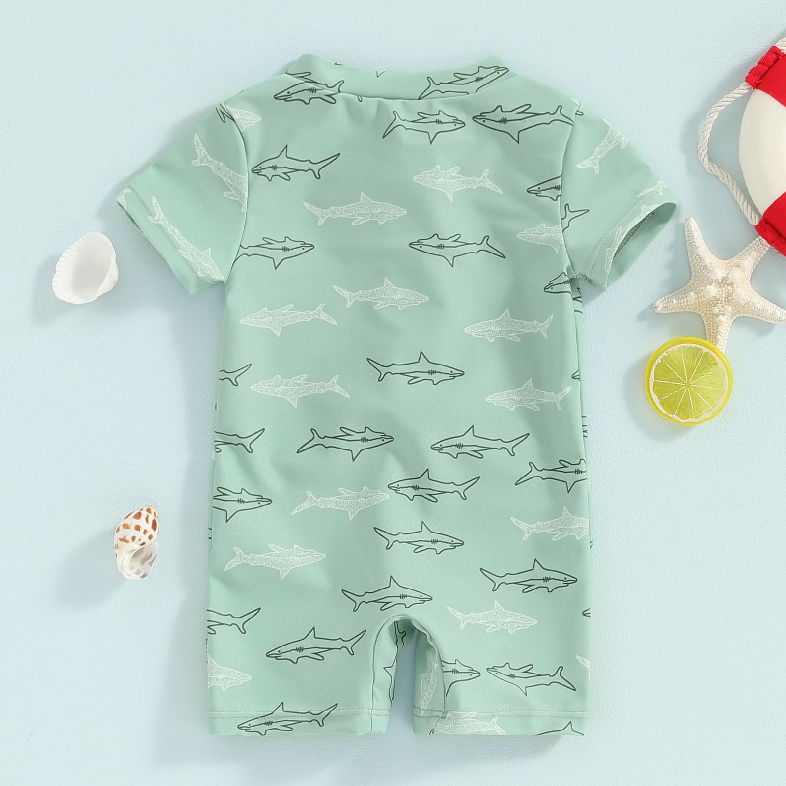 Dcohmch Baby Boy Swimsuit Rashguard Pattern Print One Piece Bathing Suit Toddler Zipper Swimwear 6 9 12 18Months 2T 3T (Army Green 2, 3-6 Months)