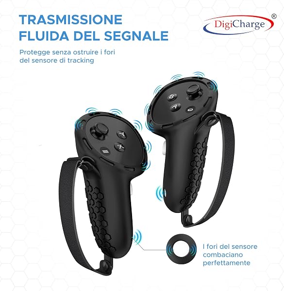 Digicharge Impugnatura in silicone per controller Meta Quest 3S / 3S Xbox edition/Quest 3 Touch Cover protettiva per MetaQuest VR Handle, custodia protettiva in silicone con cinturino regolabile - 2