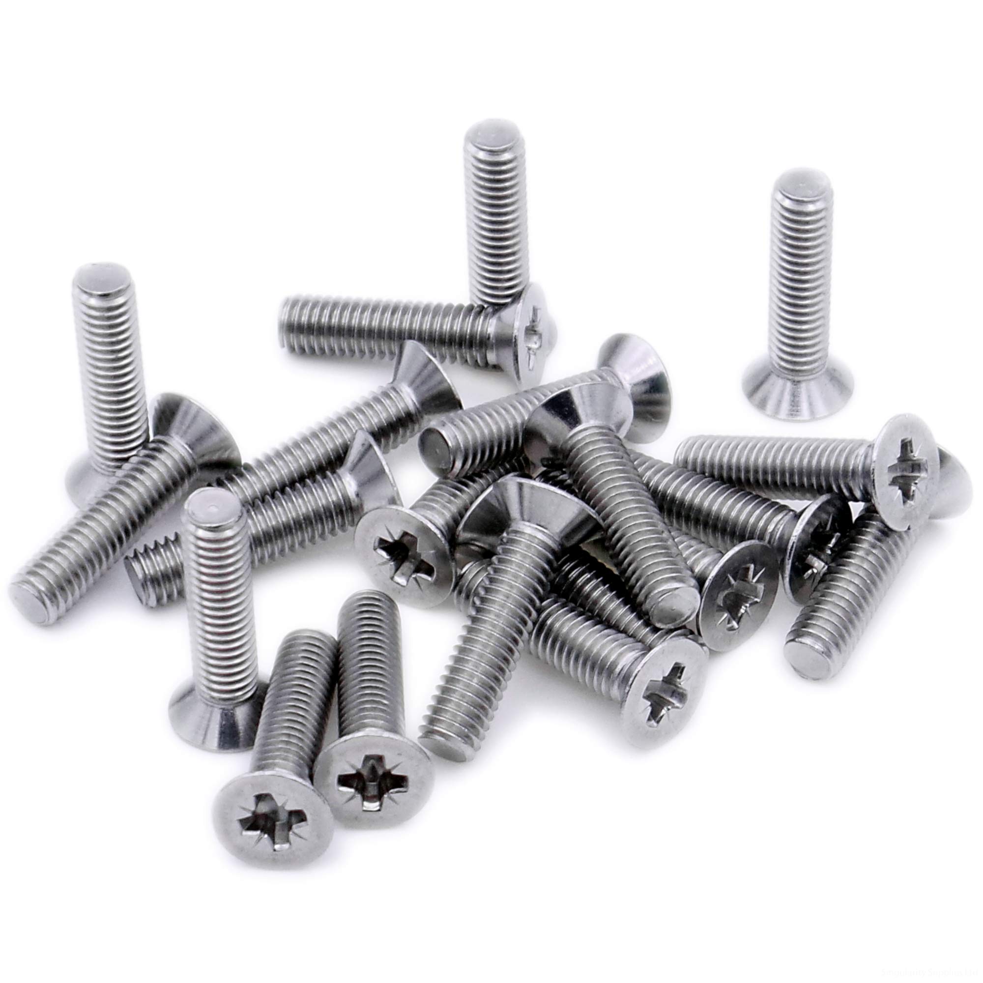 Singularity Supplies Silver M5 (5Mm X 22Mm) Pozi Countersunk Machine Screw (Bolt) - Stainless Steel (A2) (Pack Of 20)