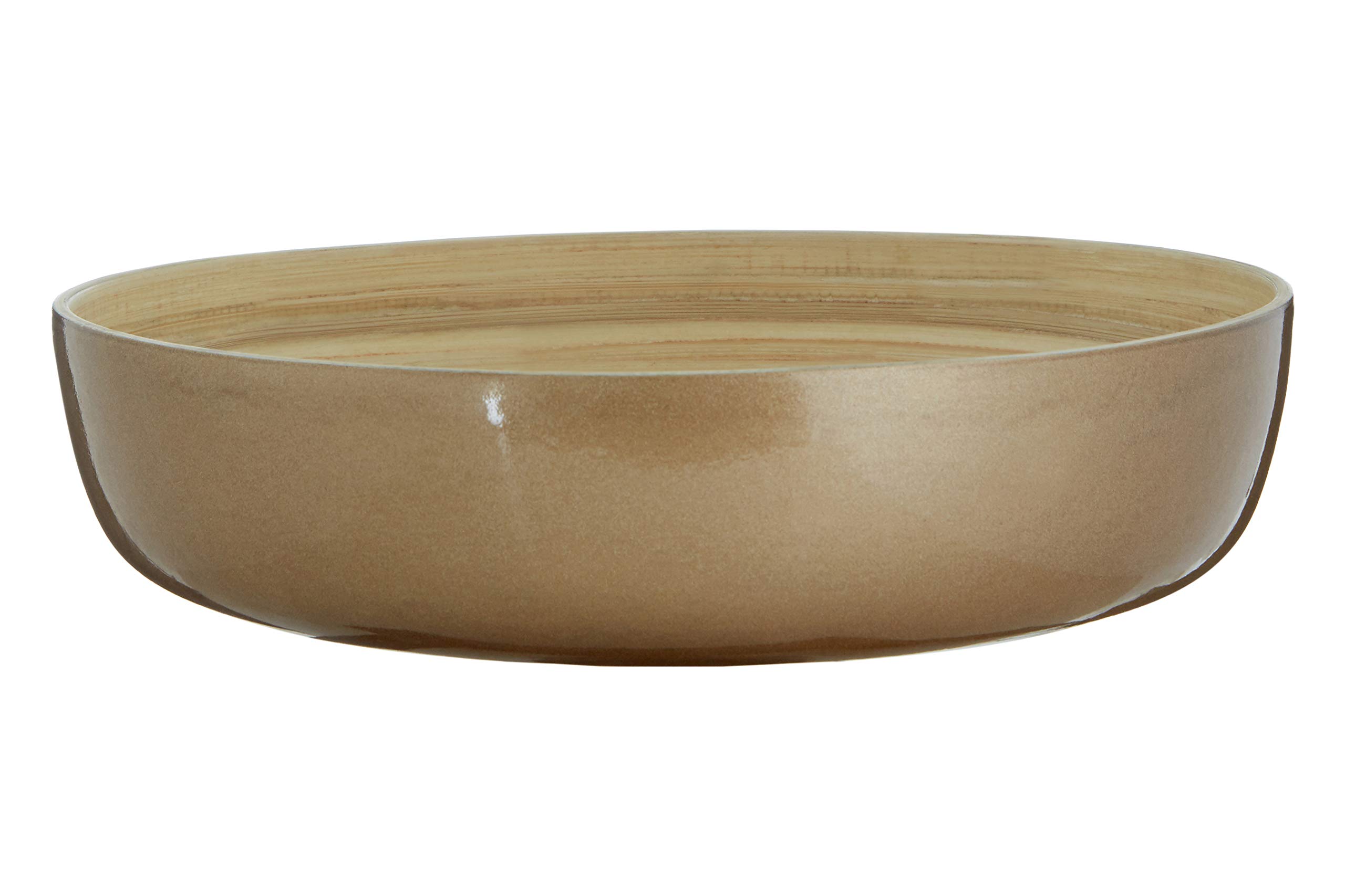 Kyoto Round Salad Bowl, Spun Bamboo, Metallic Gold, H8 x W30 x D30cm