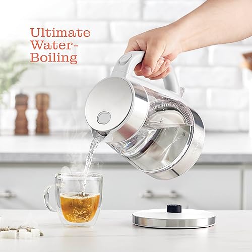 Miniatura 3 de Speed-Boil - Hervidor eléctrico para agua de 1.7 L y 1500 W, hervidor de café y té de vidrio de borosilicato, apagado automático, base desmontable,