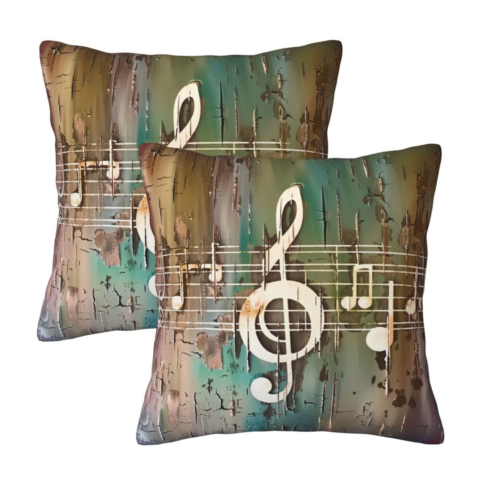 kkvhhyuo Music Note Print Pillow Covers Set of 2, Square Decorative Cushion Covers with Hidden Zipper, Throw Pillow Cases for Living Room Sofa Bed Chair, 45x45 cm