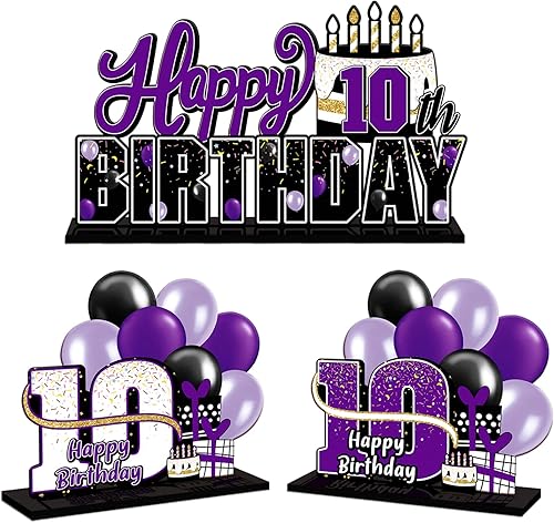 Miniatura 124 de LINGTEER Juego de centros de mesa de acrílico azul con texto en inglés «Happy 100th Birthday» – Decoración de regalo de fiesta de cumpleaños número