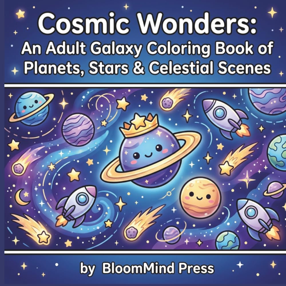 Cosmic Wonders: An Adult Galaxy Coloring Book of Planets, Stars & Celestial Scenes , 40 Stress-Relieving Pages of Space Art, Rockets & Cosmic Mandalas