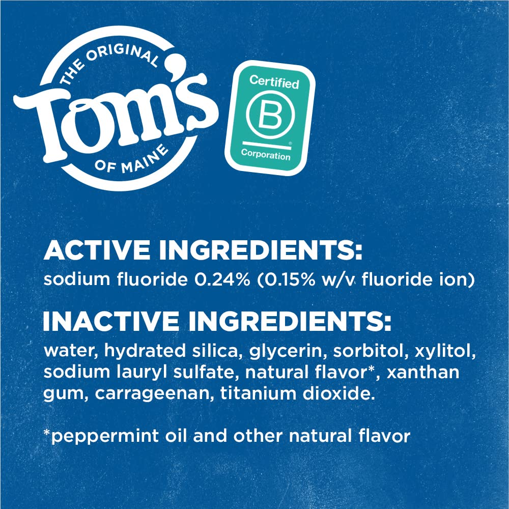 Tom's of Maine - Pasta de dientes blanca luminosa natural con fluoruro limpia menta - 4 oz.