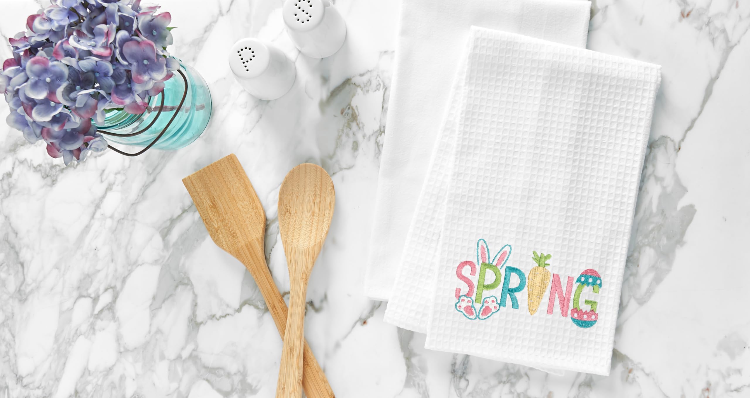 C&F Home Spring Easter Bunny Embroidered Cotton Waffle Weave Kitchen Towel 127mm