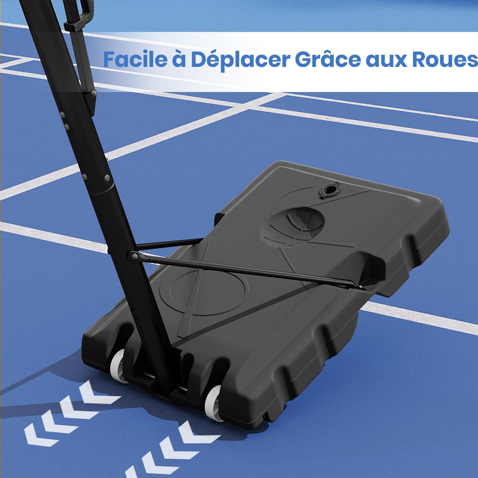 GYMAX Panier Basket Extérieur avec Sac de Poids, Hauteur Réglable 143-305/240-305 cm, pour Enfants Adultes Adolescents, Mobile avec Roues, Base Stable Remplissable