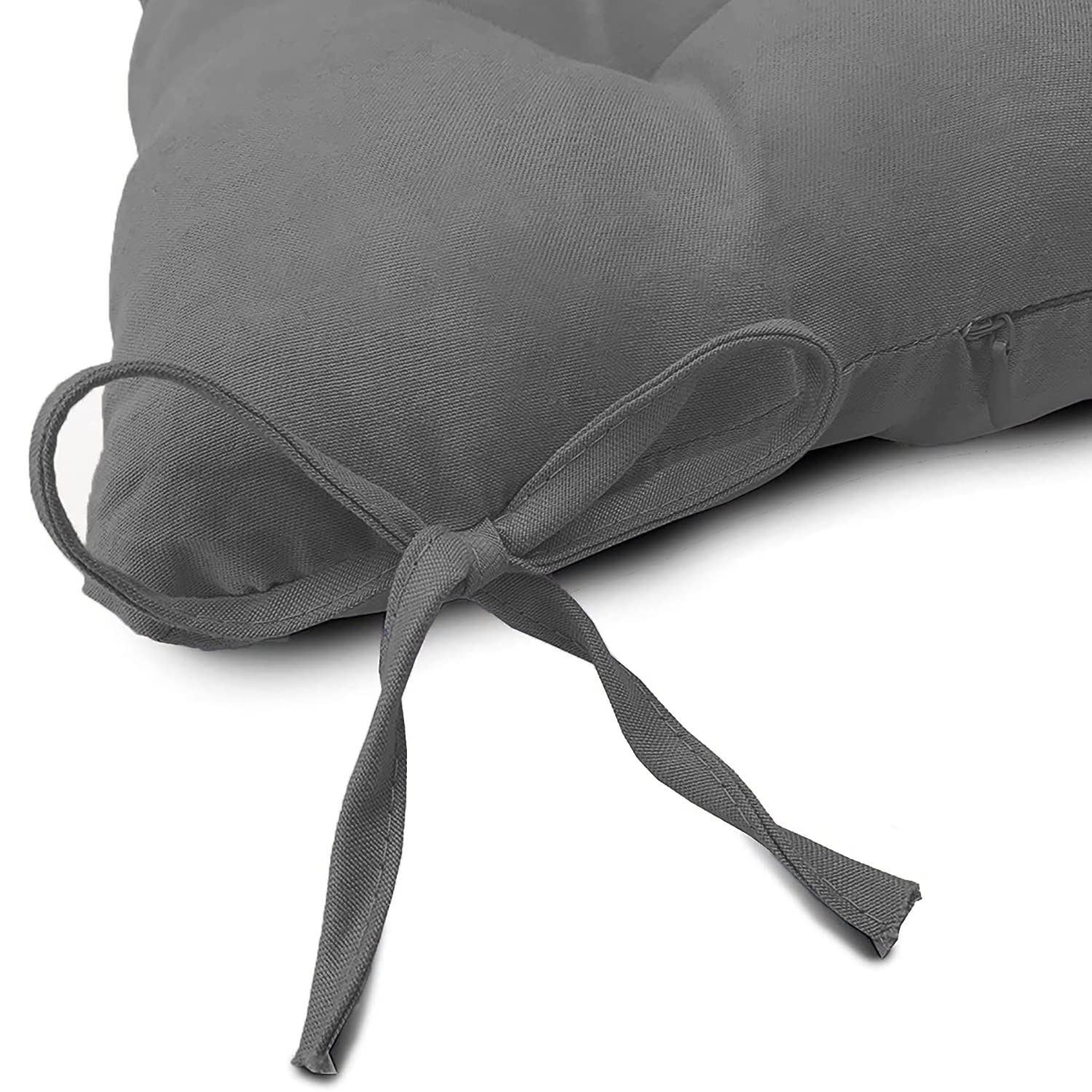 GREATOYAR Cojines para Silla y Asiento, Decoración de Asiento de Jardín Casa Terraza, Cojín Decorativo con Correas de Sujeción, 9 Pespuntes, Fabricado en España, 40 x 40 x 3.5 cm, Pack 4, Gris