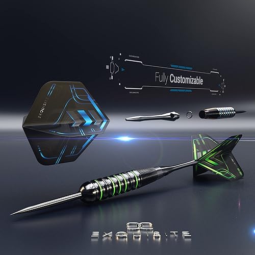 Miniatura 4 de Juego de dardos  Dardos profesionales de punta de metal de 12 x 200.78 oz  Dardos de punta de acero con 24 vuelos y 18 ejes de aluminio +