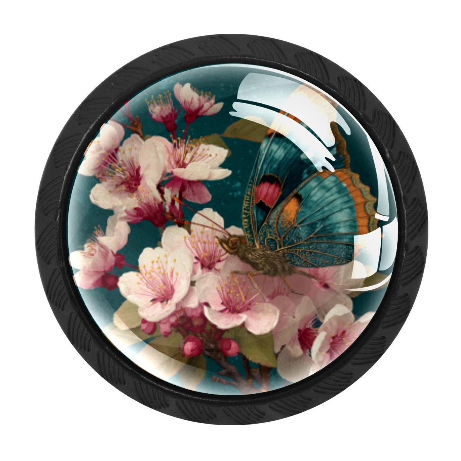 Chenzzzz Multicolored 14 4 Pack Butterfly Blossom (4) Dresser Drawer Cabinet Knobs Round Crystal Glass Knobs Pulls Handles For Kitchen Wardrobe Cupboard Door Hardware