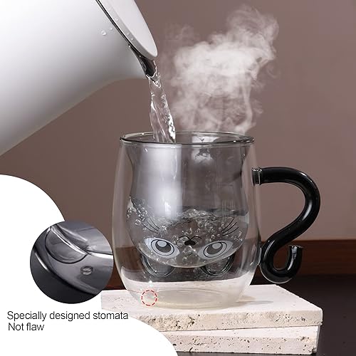 Miniatura 7 de SHENDONG Cute Bear - Juego de 2 tazas de té de oso con asa, taza de leche de 8.5 onzas, taza de leche con aislamiento de doble pared, tazas de café