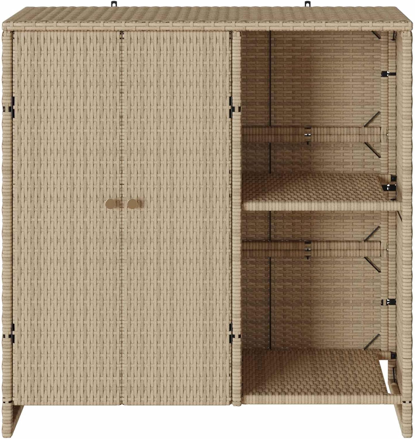 Modern Rattan Storage Cabinet with Door, Beige, 39.37 x 14.17 x 40.16 Inches, Rectangular Design for Living Room, Durable Furniture with Flexible Board Shelves and Functional