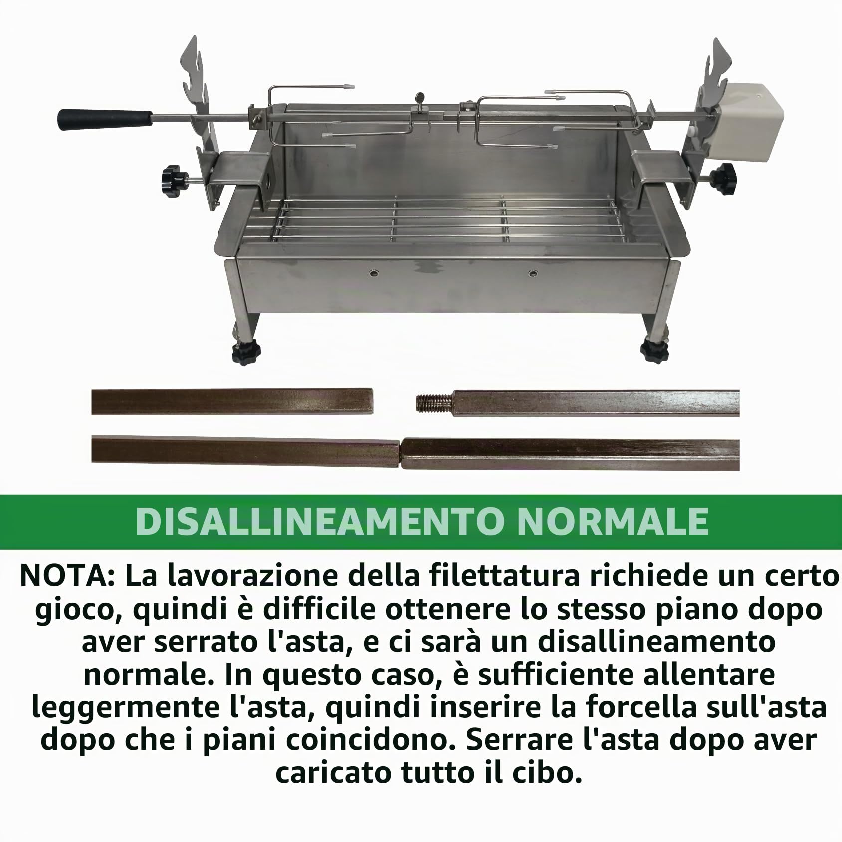 Kit girarrosto Sostituzione Universale 5078a Installazione Rapida Portatile Spiedo Grill Campeggio All'aperto Barbecue Tre Altezze Lunghezza Regolabile Strumento di Cottura Accessori per Girarrosto