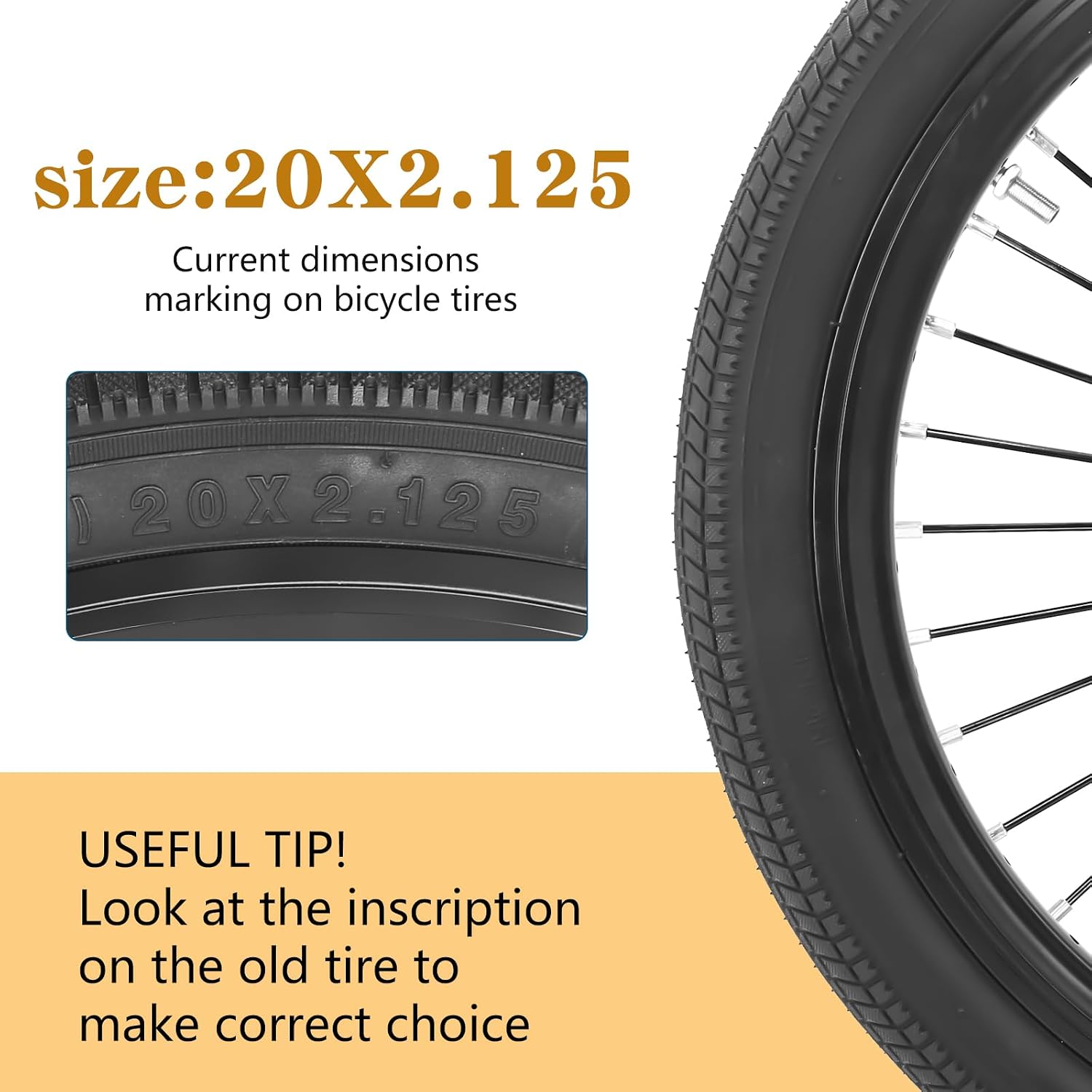 2 Pack 12 1/2 X 2 1/4(12.5x2.25) 14/16/20 x 2.125 Bike tire 12.5/14/16/20 Inch Bike tire Kids Folding Replacement Bicycle Tires Fits Most Kids Bikes and BMX Tires
