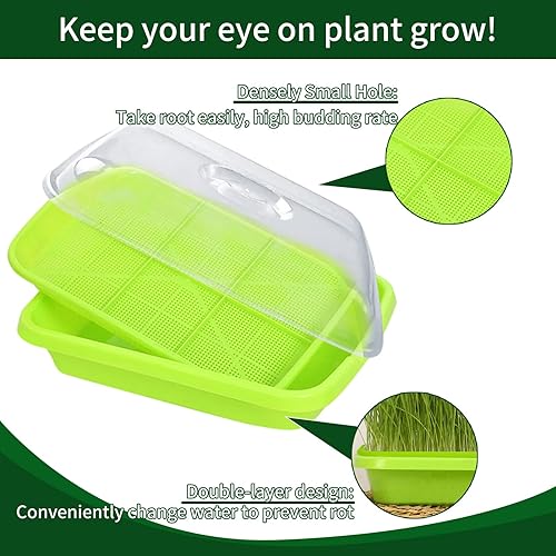 Miniatura 3 de Paquete de 3 bandejas para germinar semillas, bandeja de germinación sin tierra, kit de cultivo de microgreens con tapa, sin BPA, kit de germinación