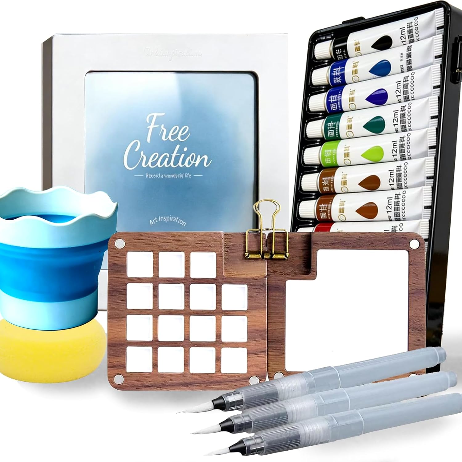 Mini Watercolor Travel Paint Set Panda Pocket Watercolor Set with Paint 24 Colors Mini Paint Palette Travel Kit Set or Beginners, Artists & Painting Enthusiasts (24 Grids)