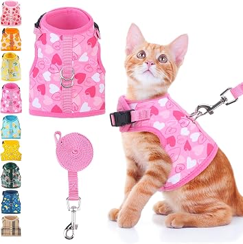 BINGPET Cat Harness and Leash Set, Escape Proof and Adjustable, Medium