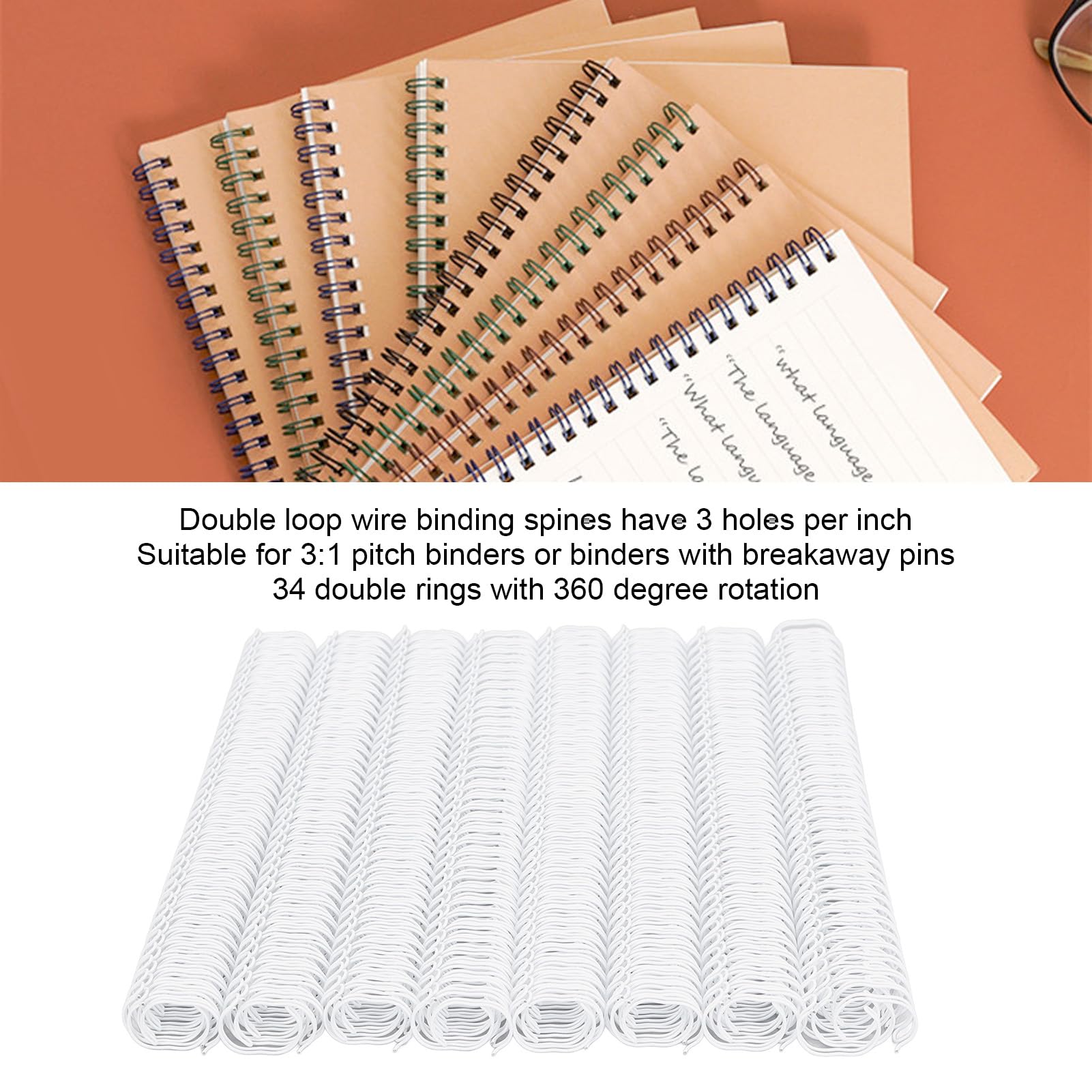 Haofy Grzbiety do Wiązania Drutu Wytrzymała Cewka Spiralna na 120 Arkuszy Papier A4 do Biura Studenckiego Żelazny Nylon (WHITE)