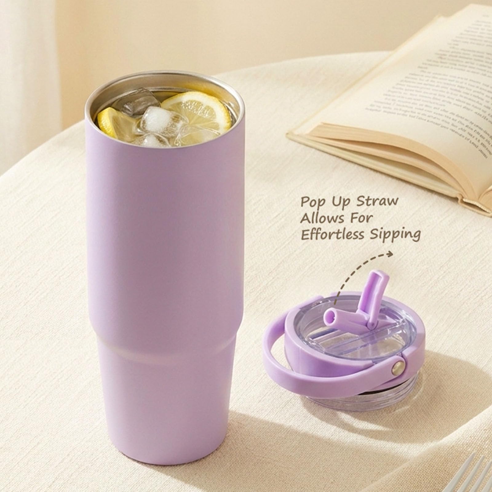 Edelstahl Trinkbecher mit Strohdeckel, 860 ml, mit Tragegriff, doppelt isolierter Reise Wasserbecher, Geschenk für Sport, Outdoor, Trinkgeschirr, Geschenk
