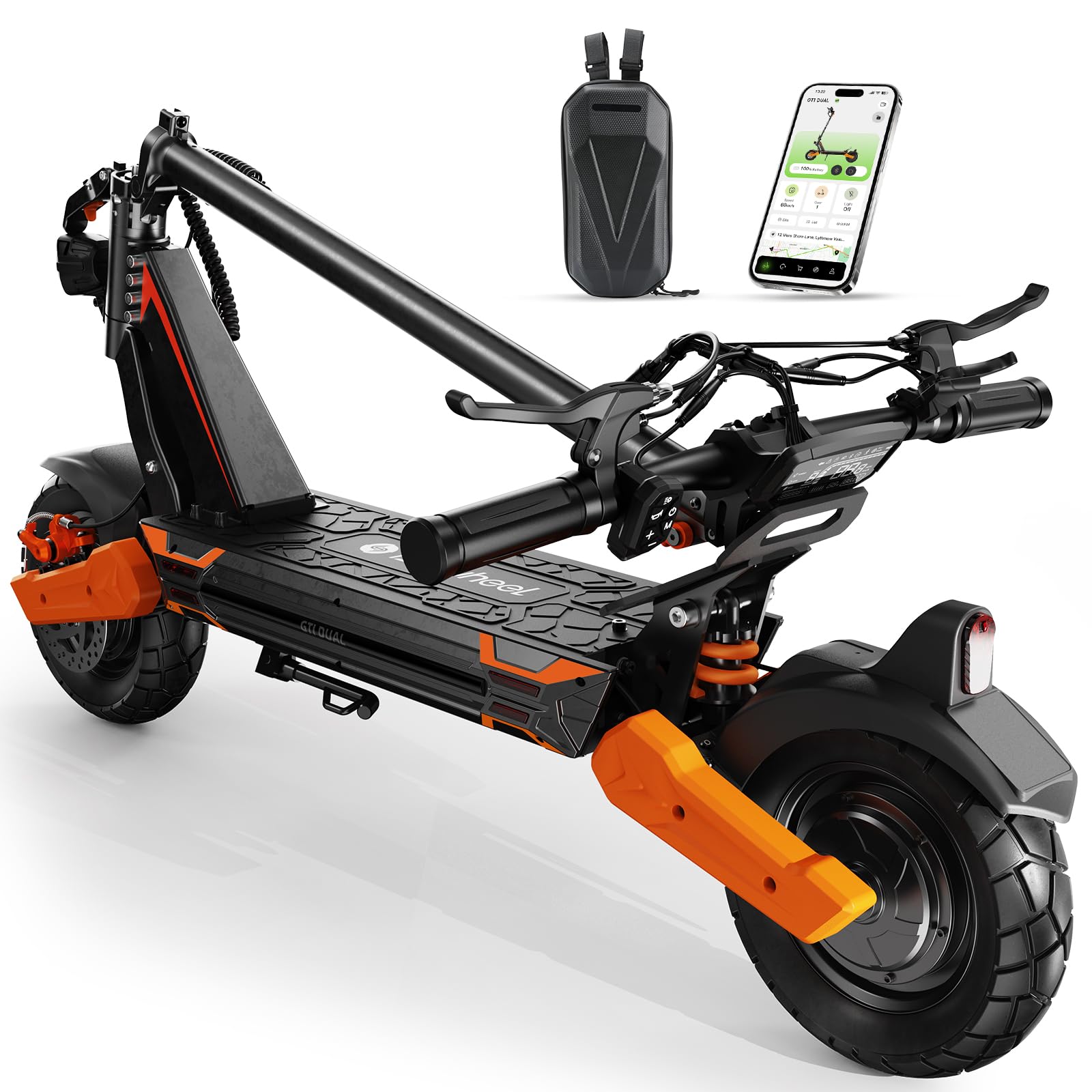 isinwheel GT1Dual Trottinette Électrique Adulte Tout Terrain, Double Moteur Commutable, Batterie 48V 13Ah 60 km Autonomie, Pneus 10" Off-Road, Clignotants LED, Double Frein, Pliable, Charge Max 150 kg