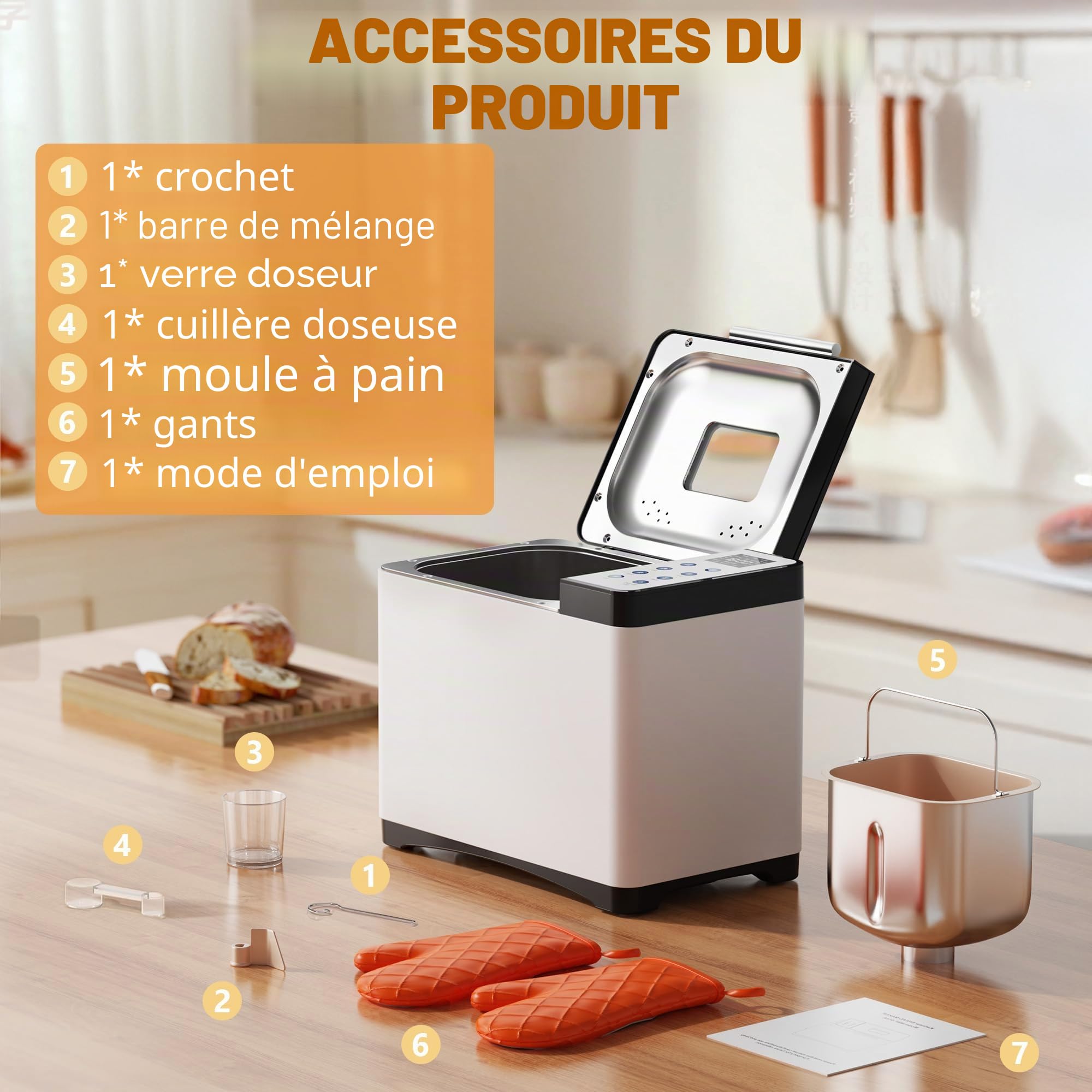 Machine à pain Karinear acier inoxydable 20 programmes départ différé 15h blanc