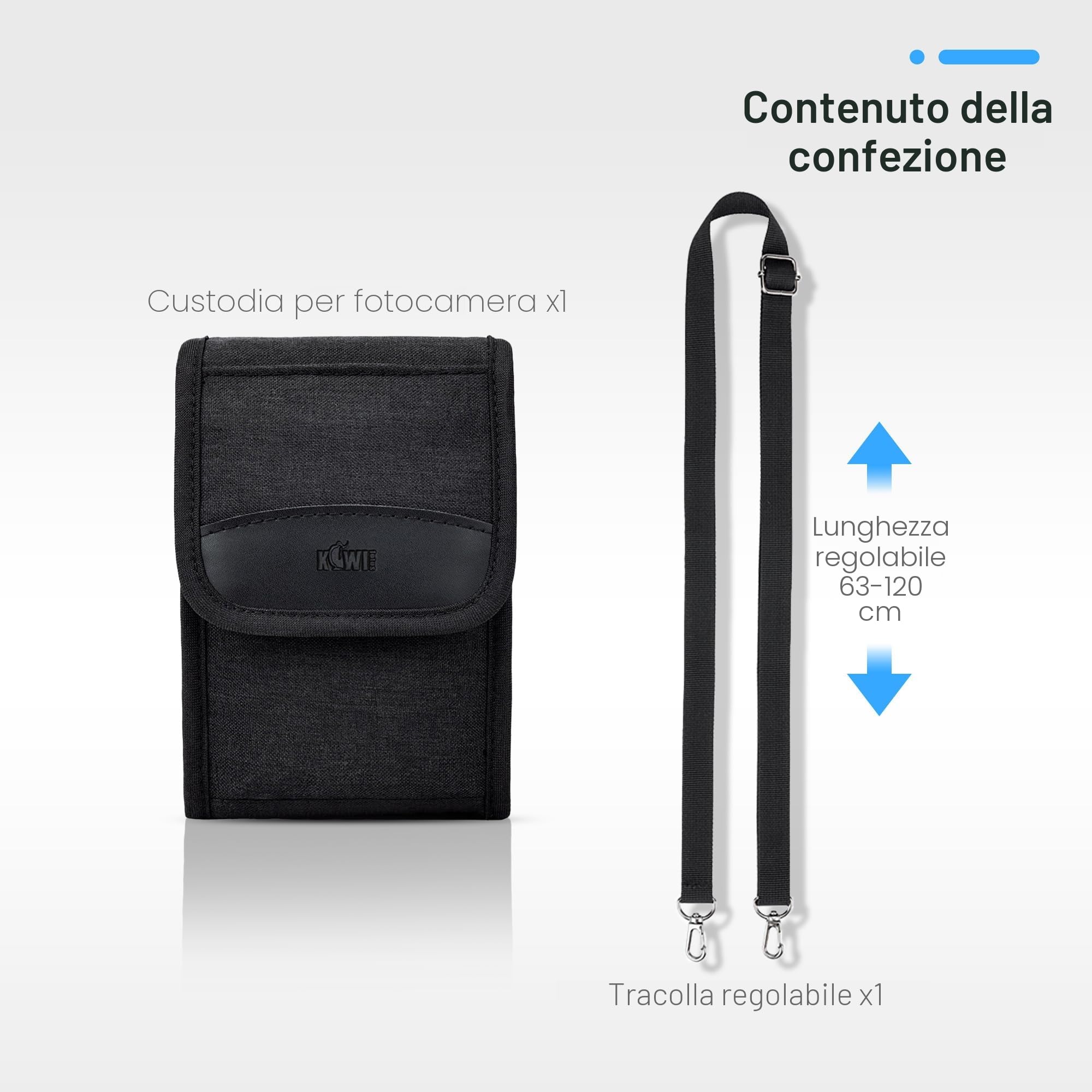 Kiwifotos Borsa a tracolla compatta per fotocamera digitale SLR/Mirrorless e obiettivi per Canon, Nikon, Sony, Fujifilm, Ricoh, con tracolla (150x90x90mm)