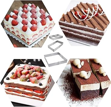 Cake Ring,Cake Mold,Rectangle Cake Tin,Adjustable Rectangle Mousse Mold from 5.9 to 11,Square Shaped Mousse Cake Cutter Baking Mold Pastry Baking Tool for Cake, Party Dessert(Height:10 cm)