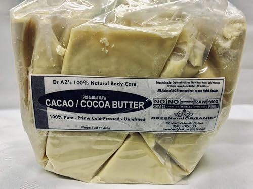Miniatura 3 de GREENandORGANIC Manteca de cacao cruda/manteca de cacao orgánica, sin refinar, natural, 100% puro, prensado en frío, mantequilla corporal fresca,