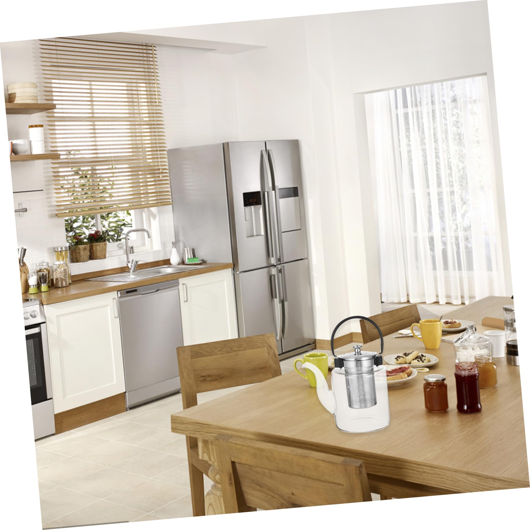 BESTYASH 1pezzi Tetera Vidrio Tetera Filtrante Hecha De Material Pregiato Grande Mango Aislado Vidrio Resistente al Calor Adecuada Para Casa Oficina Tiendas
