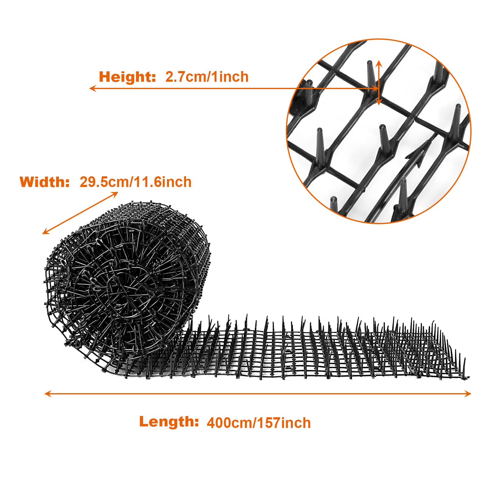 13Ft x 12 Inch Scat Mat for Cats, Cat Scat Mat with Spikes, Anti-Cats Deterrent Mat, Pet Repellent Mat, Cat Digging Stopper Prickle Strip for Indoor Outdoor Sofa Furniture with Garden Staples 1