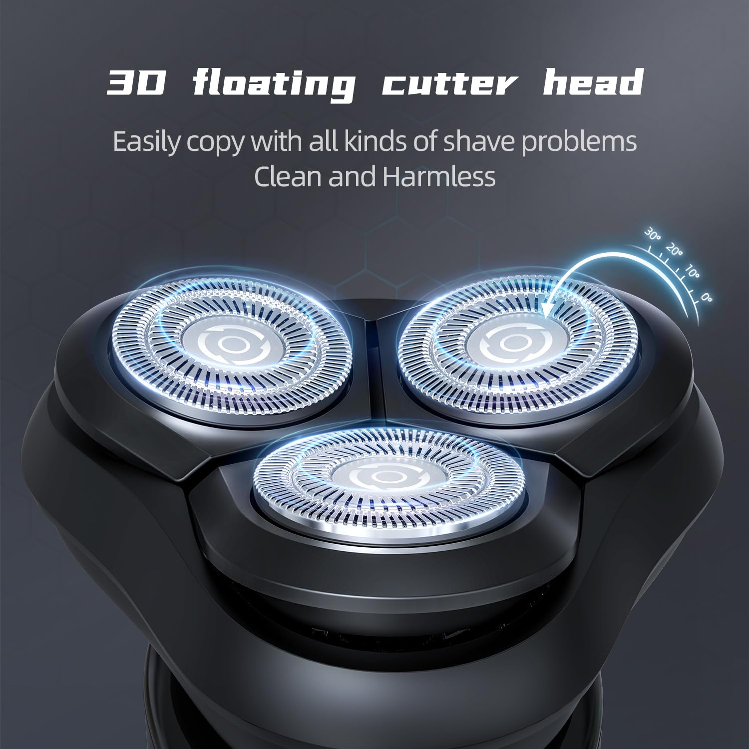 Afeitadora eléctrica rotativa para hombre, cabezal de corte flotante 3D, cabezal de corte flotante tipo c de una hora de carga rápida, resistente al agua, con pantalla LED, afeitado en seco y húmedo, 2