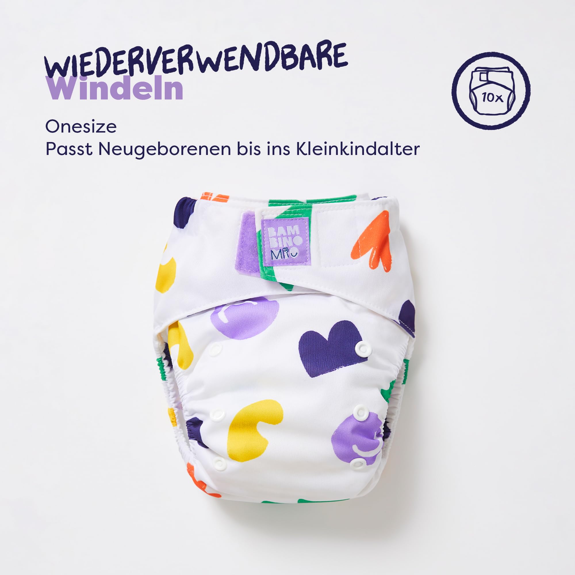 Bambino Mio, wiederverwendbare Windeln im Set - Little Rebel Box, 10 x Stoffwindeln, Windelvlies, Wetbag und Waschzusatz, Mutig