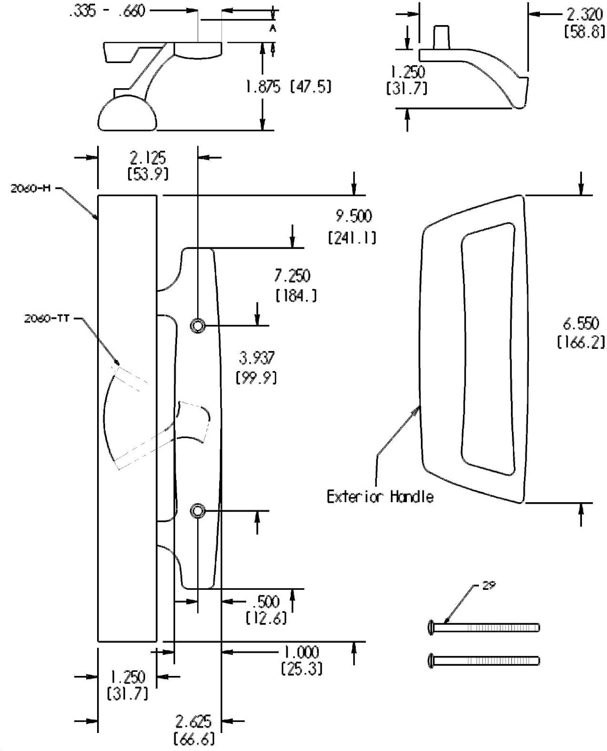 Bali NAI Sliding Glass Door Handle Set with Oak Wood Pull in Black Finish, Includes Key Cylinder, Standard 3-15/16” CTC Screw Holes, 1-3/4" Door Thickness- for Right Hand Doors