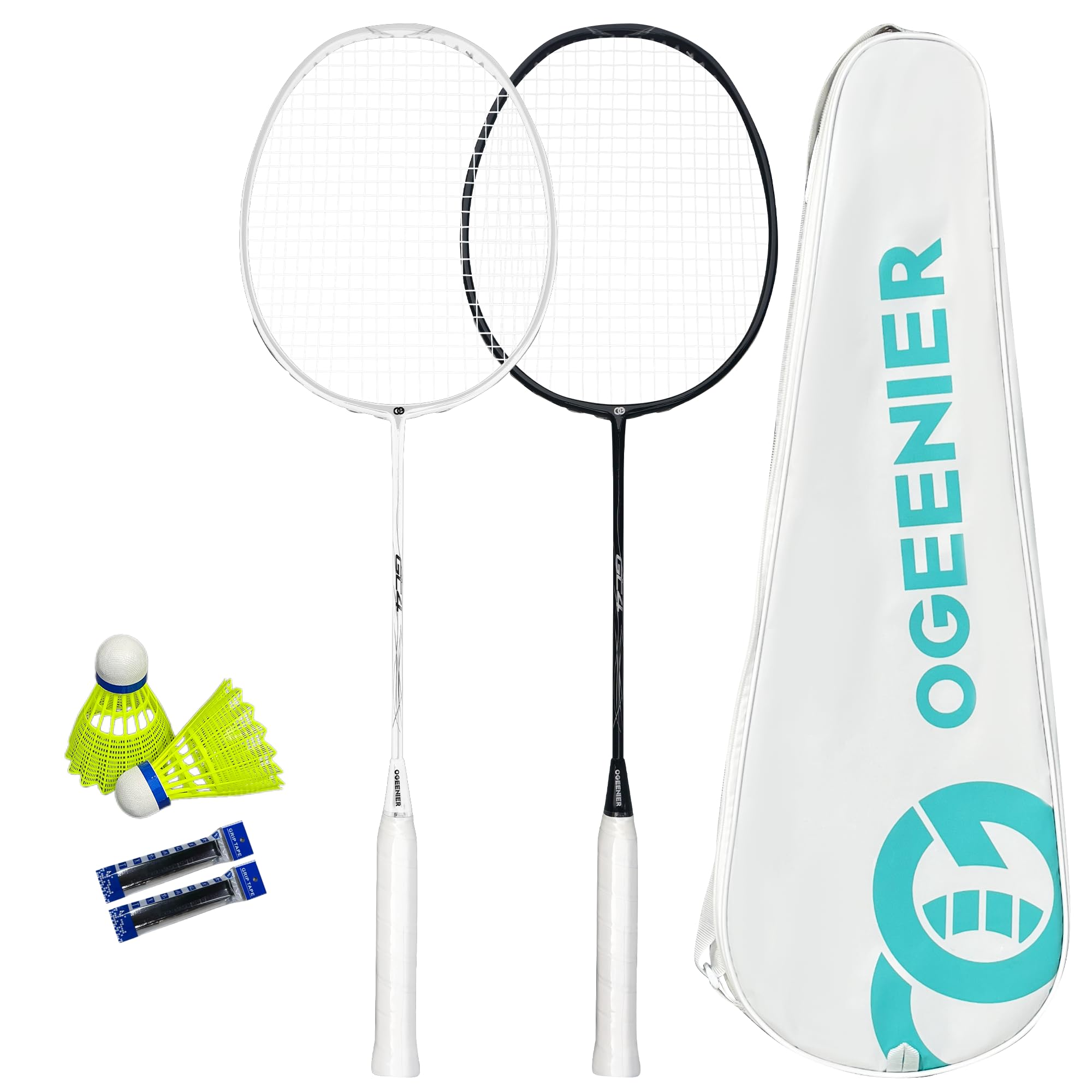 OGEENIER Raquette Badminton Adulte,Raquette Badminton pour 2 Personnes | OGEENIER Badminton Set Complet Légère - tête légère, idéale débutants