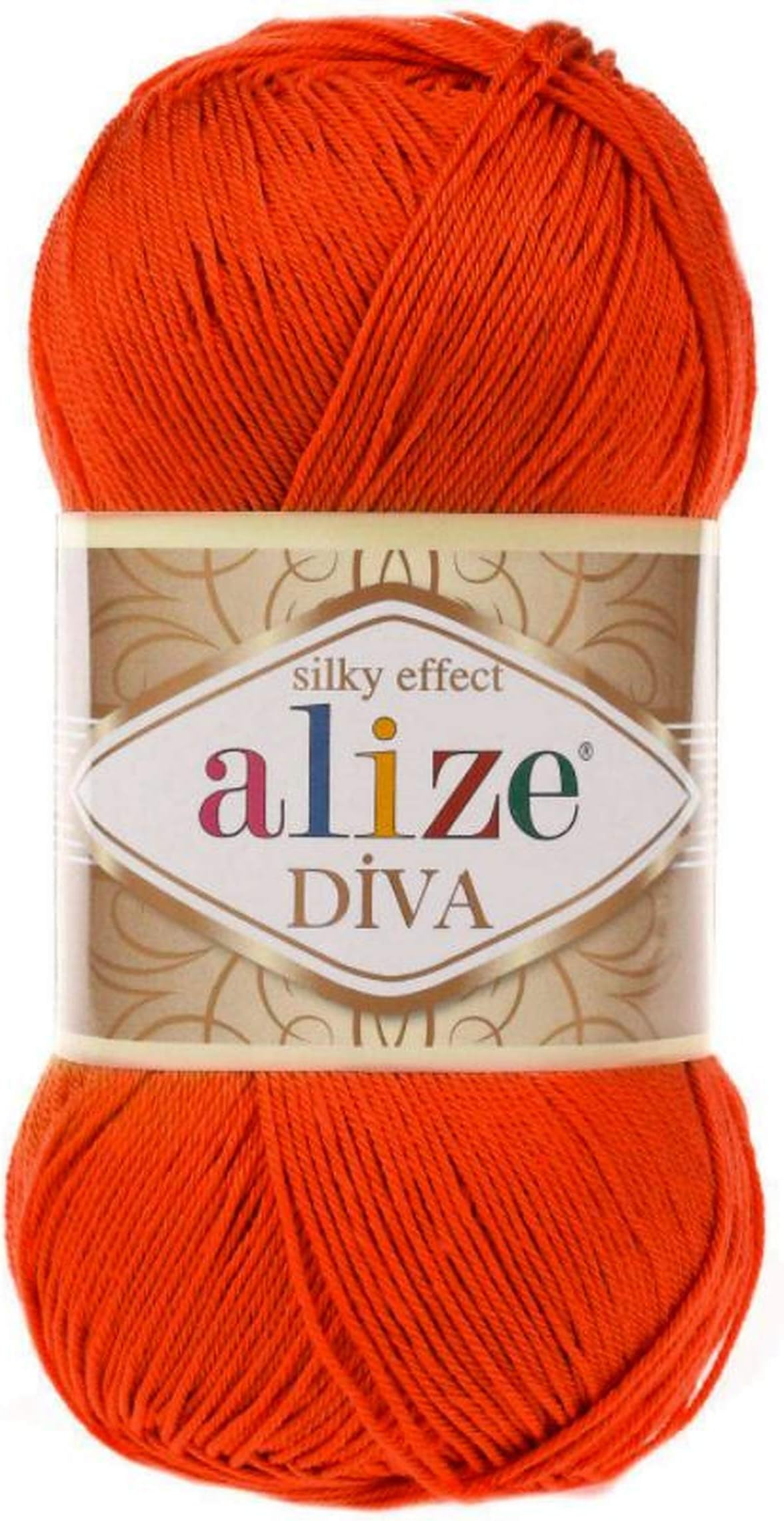 Diva Silk Effect 100% Microfiber Acrylic Sport Yarn 1 Ball skeins 100gr 383yds Color (37 - Orange)