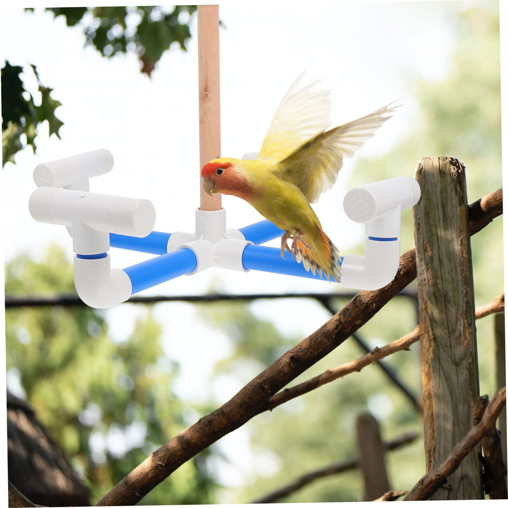 Juguete Giratorio de Madera para Loros, Juguete de Carrusel para Pájaros, Accesorio de Entretenimiento y Ejercicio para Jaula de Mascotas