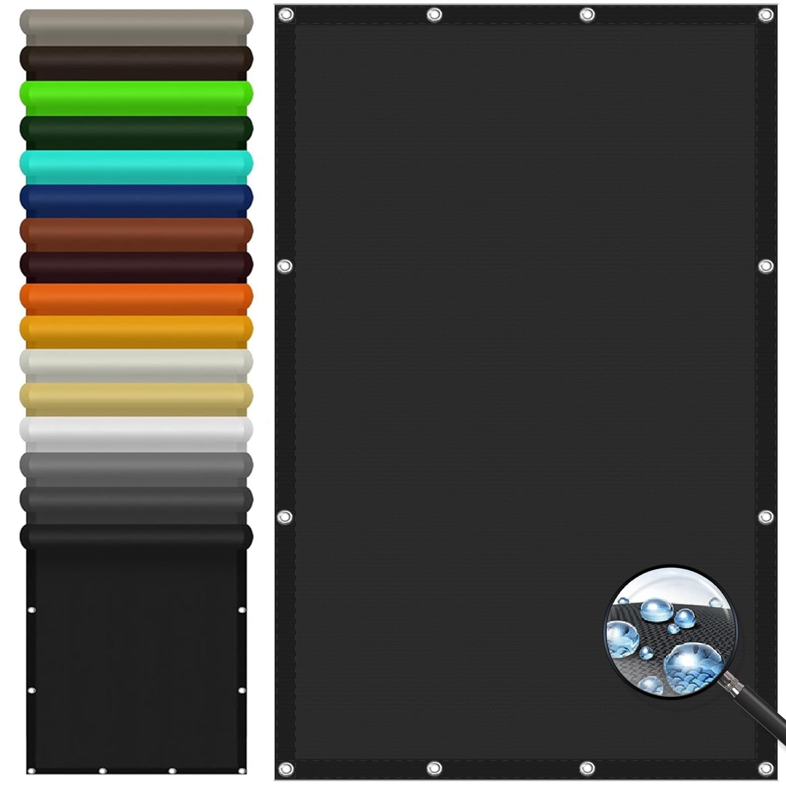 Voile d'ombrage contre le vent et la pluie noir 1.5 x 2.8 m