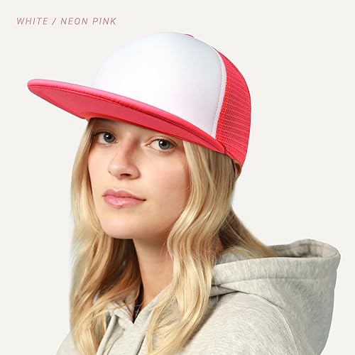 Miniatura 5 de CHOK.LIDS Flat Bill - Gorra de béisbol de malla de ala plana para hombres y mujeres, ajustable, con cierre a presión