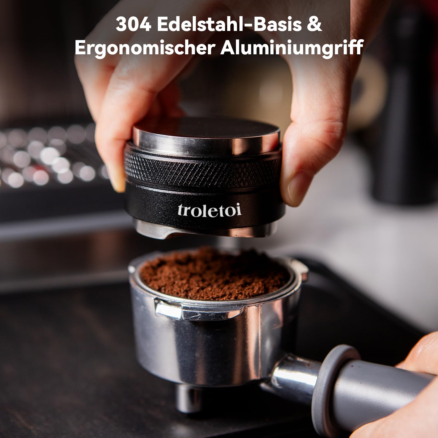 51mm Espresso Zubehör Set, 2-in-1 Tamper und Kaffee Distributor, WDT Tool, Dosiertrichter und Puck Screen, kompatibel mit De’Longhi 51 mm Siebträgern, Barista Zubehör