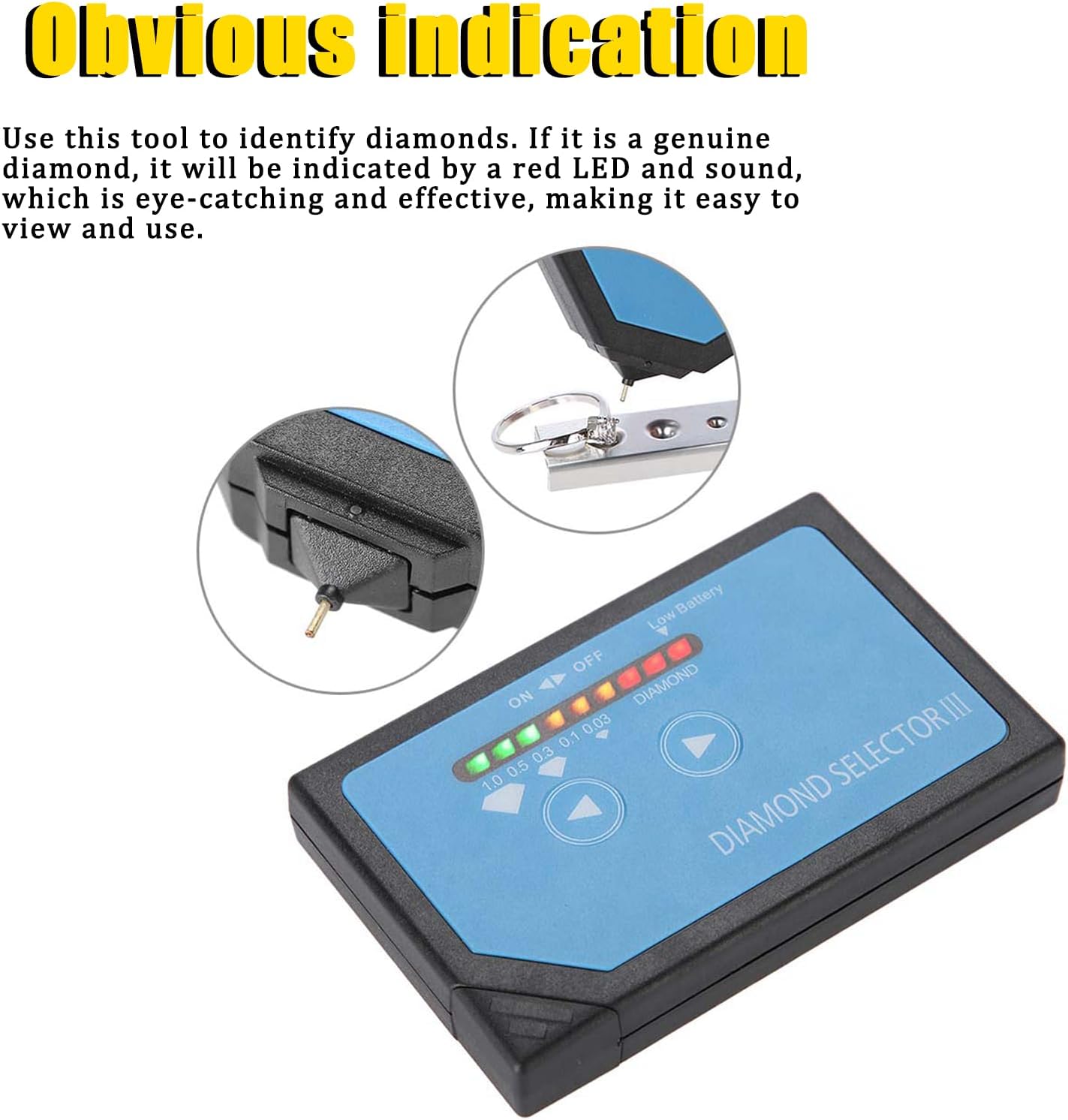 Practical Portable Jewelry Test Tool Diamond Selector III with LED Indicator for Jewelry Jade Ruby Stone High Accuracy Electronic Diamond Tester Tool