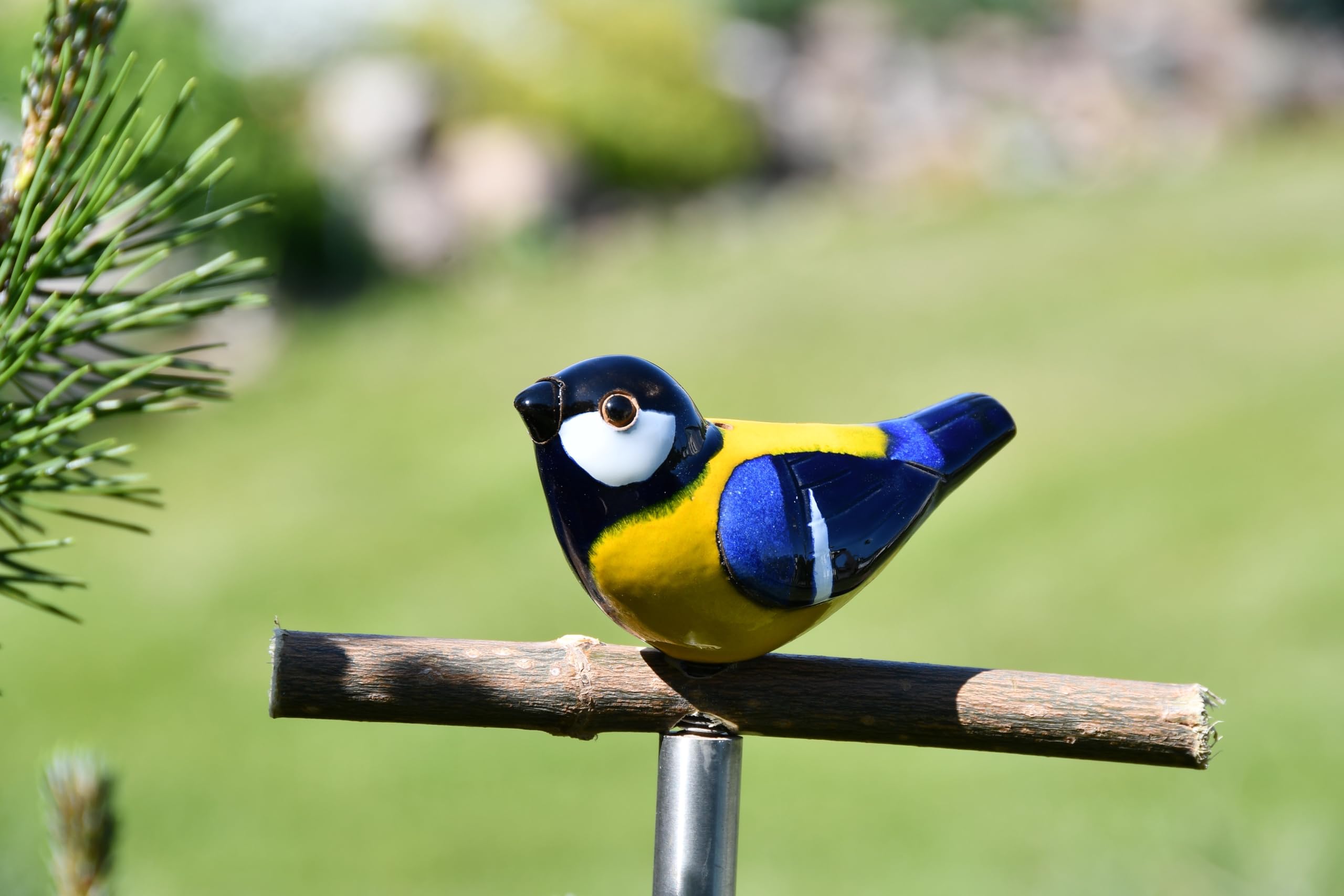 Decorazione da giardino in ceramica, realizzata a mano, decorazione da giardino per esterni, resistente alle intemperie, decorazione da giardino, in ceramica, uccelli, statue da giardino e