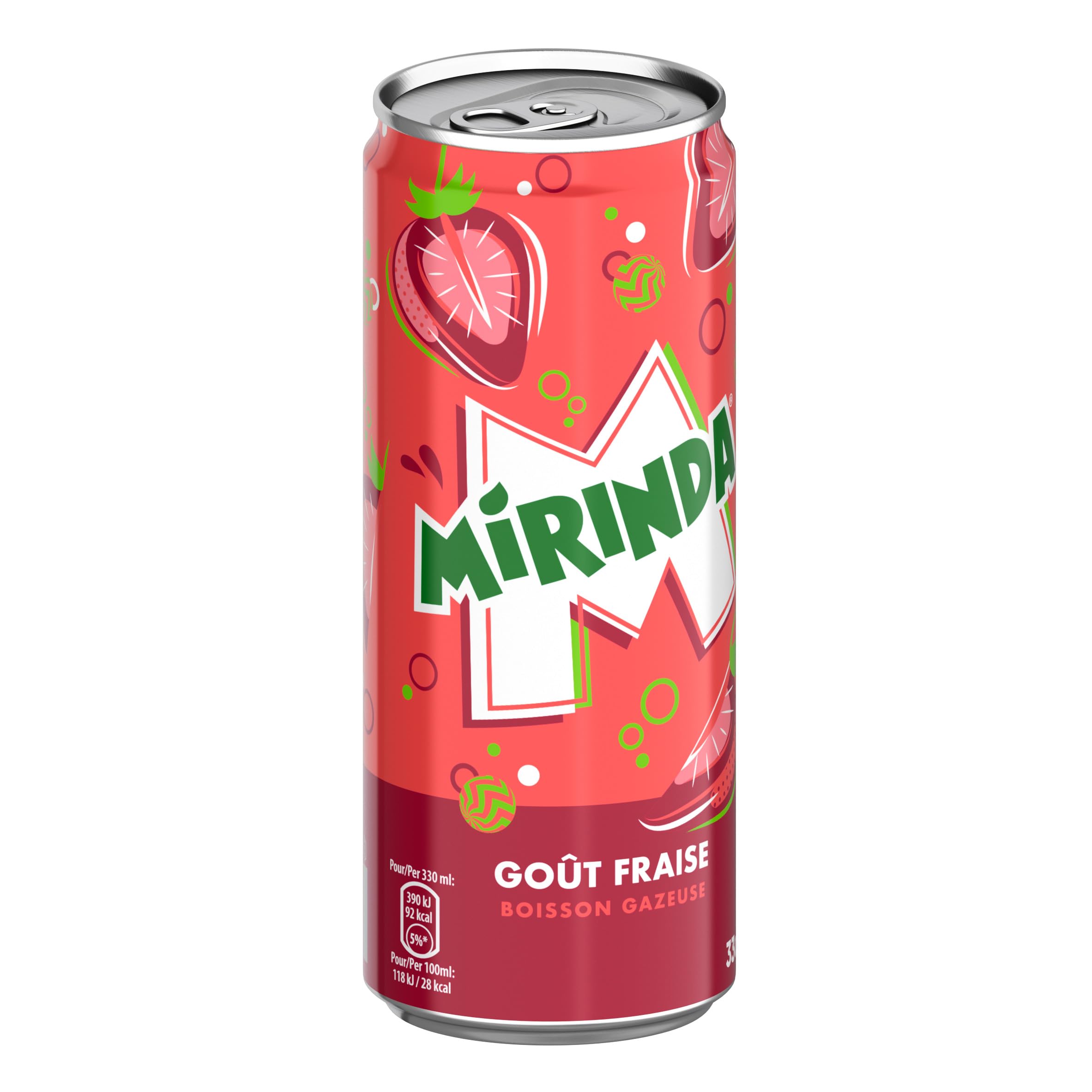 MIRINDA Soda Saveur Fraise - Lot de 24x33cl