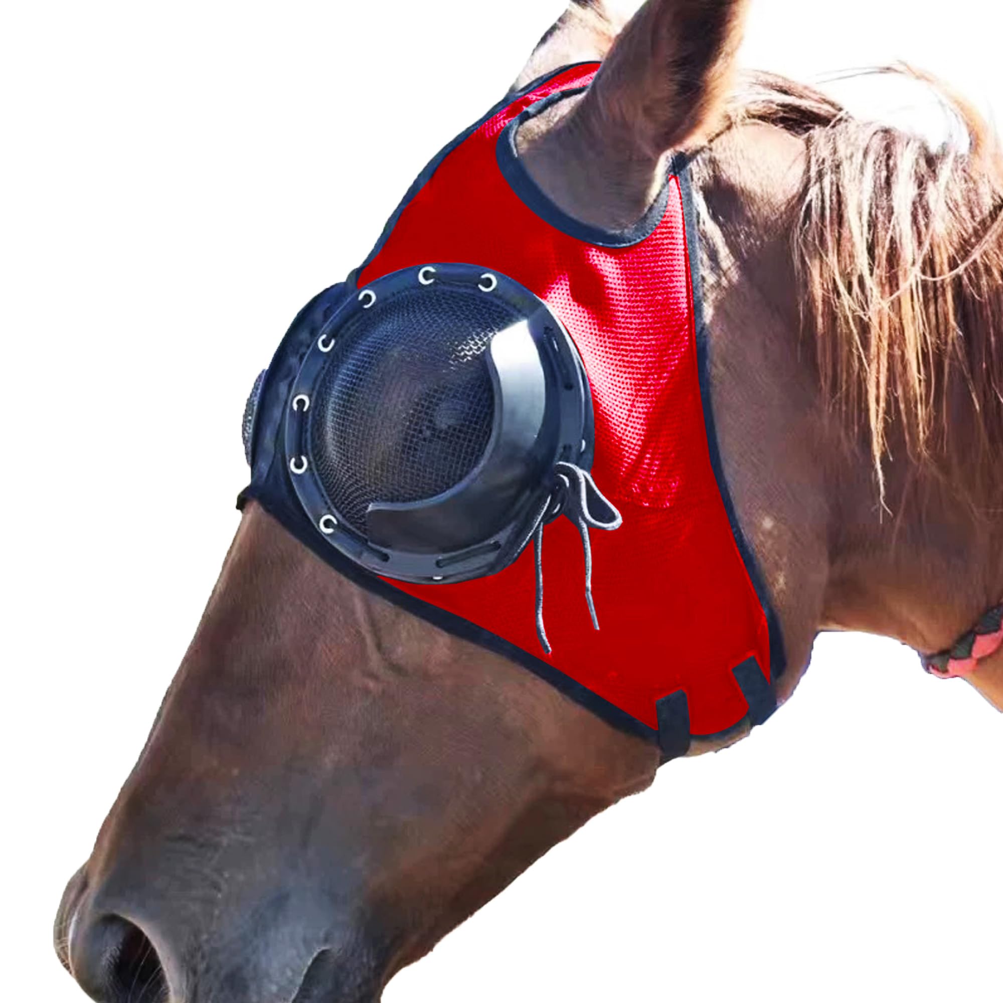 Horse Racing Goggles, Equestrian Goggles, Protective Net HorseGoggles, Horse Eye Cover with Detachable Half Cover for Sand Protection（Horse Eyeshield、Blinker、Blinder）