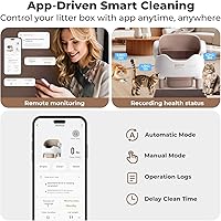 Vista 5 de Self Cleaning Litter Box, Automatic Cat Litter Box with APP Control, Odor-Free Waste Disposal Includes Trash Bags, Large Waste Bin, Open-Top, for