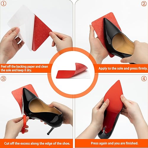 Miniatura 52 de Protector de suela de zapato, 4 protectores autoadhesivos para zapatos de tacón alto, agarres antideslizantes de silicona en la parte inferior